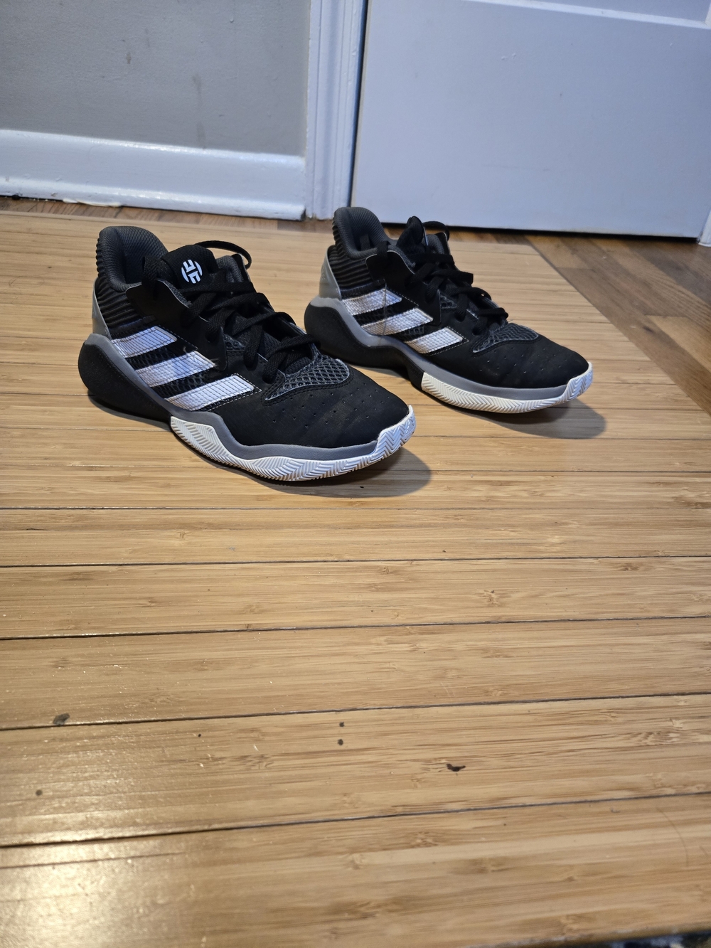 Adidas Kids Black and White Basketball Shoes